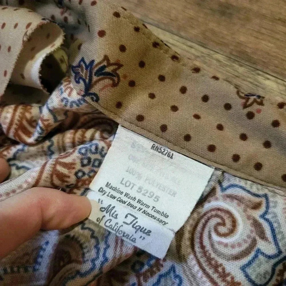 Vintage 1960's Mis Tique Of California Zip-Up Paisly Brown (Moo-Moo) Caftan - Picture 2 of 6